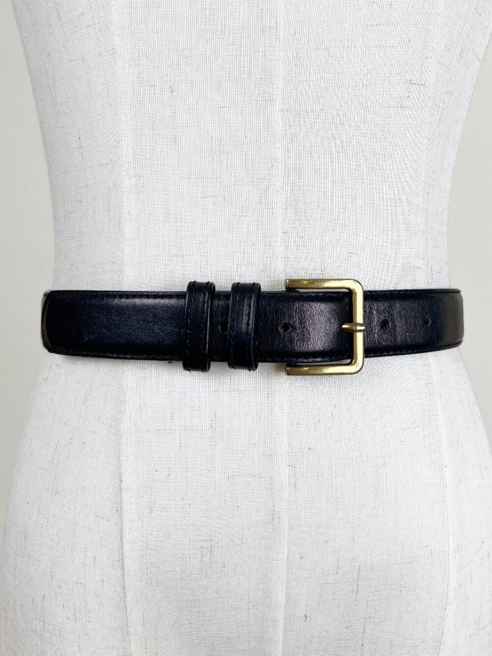 Urban Outfitters Black Leather Belt with Gold Buckle